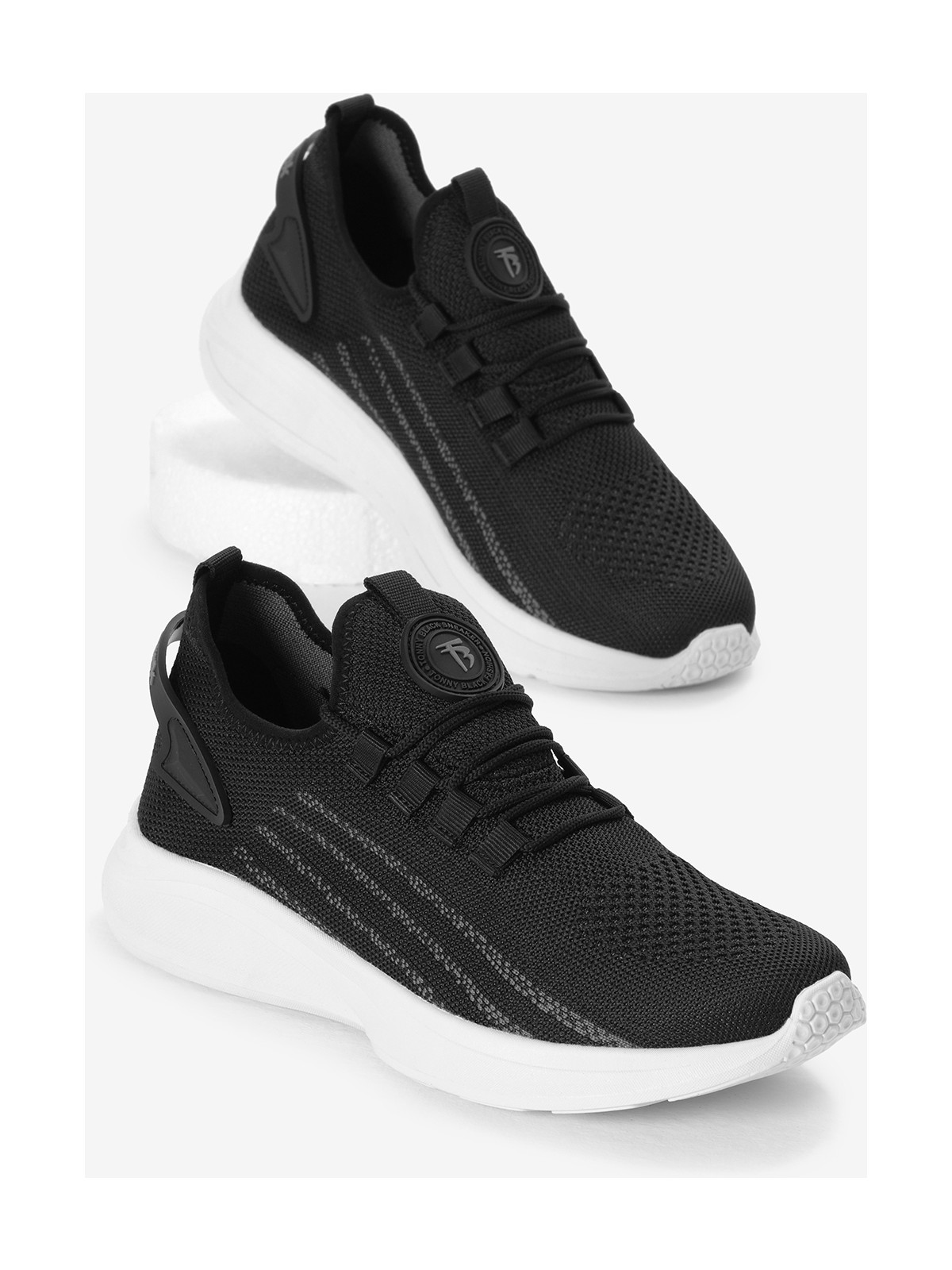 Tonny Black Unisex Bej Termo Taban Şerit Detaylı Bağcıklı Triko Spor Ayakkabı - Görsel 5