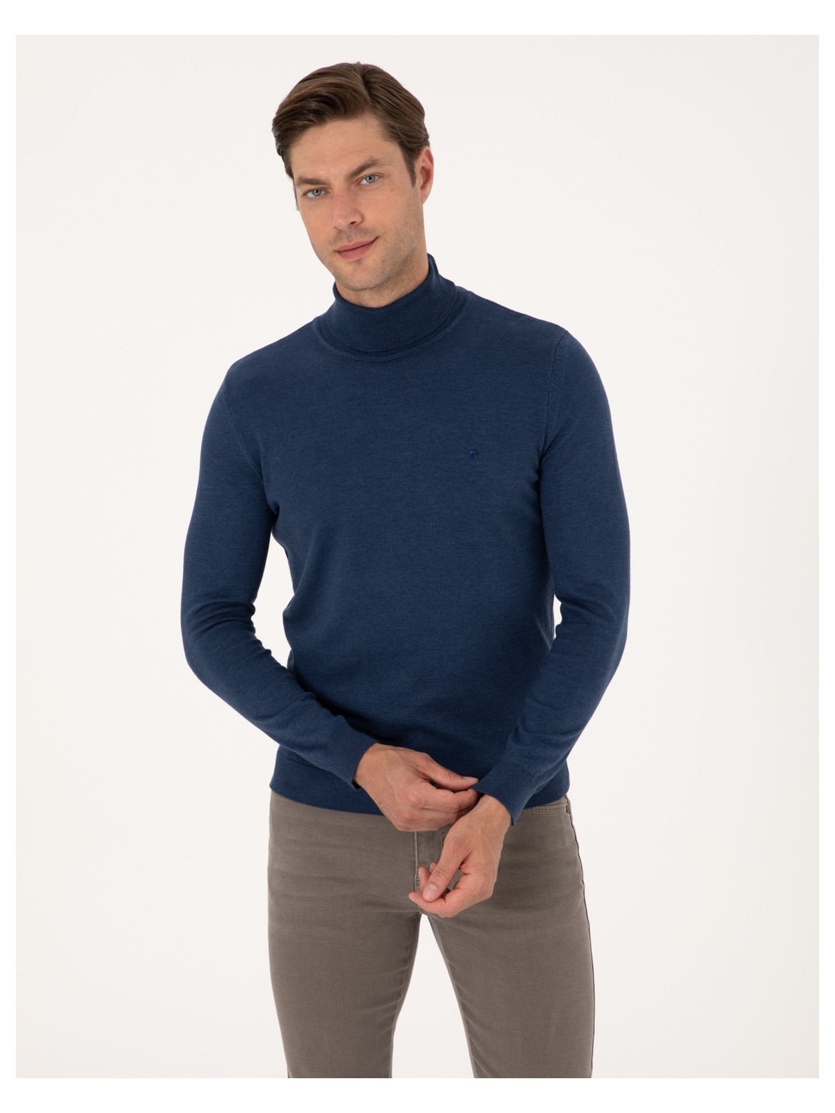 Pierre Cardin Erkek Vişne Slim Fit Balıkçı Yaka Basic Triko Kazak 50314202-VR223 - Görsel 5