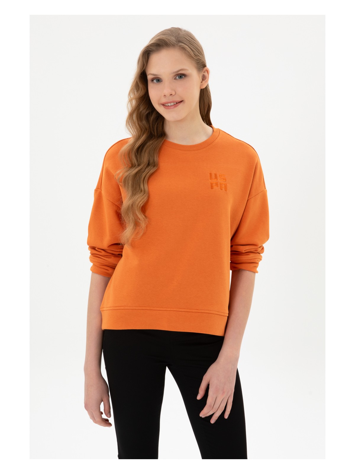 U.S. Polo Assn. Kadın Siyah Bisiklet Yaka Basic Sweatshırt 50313565-VR046 - Görsel 3