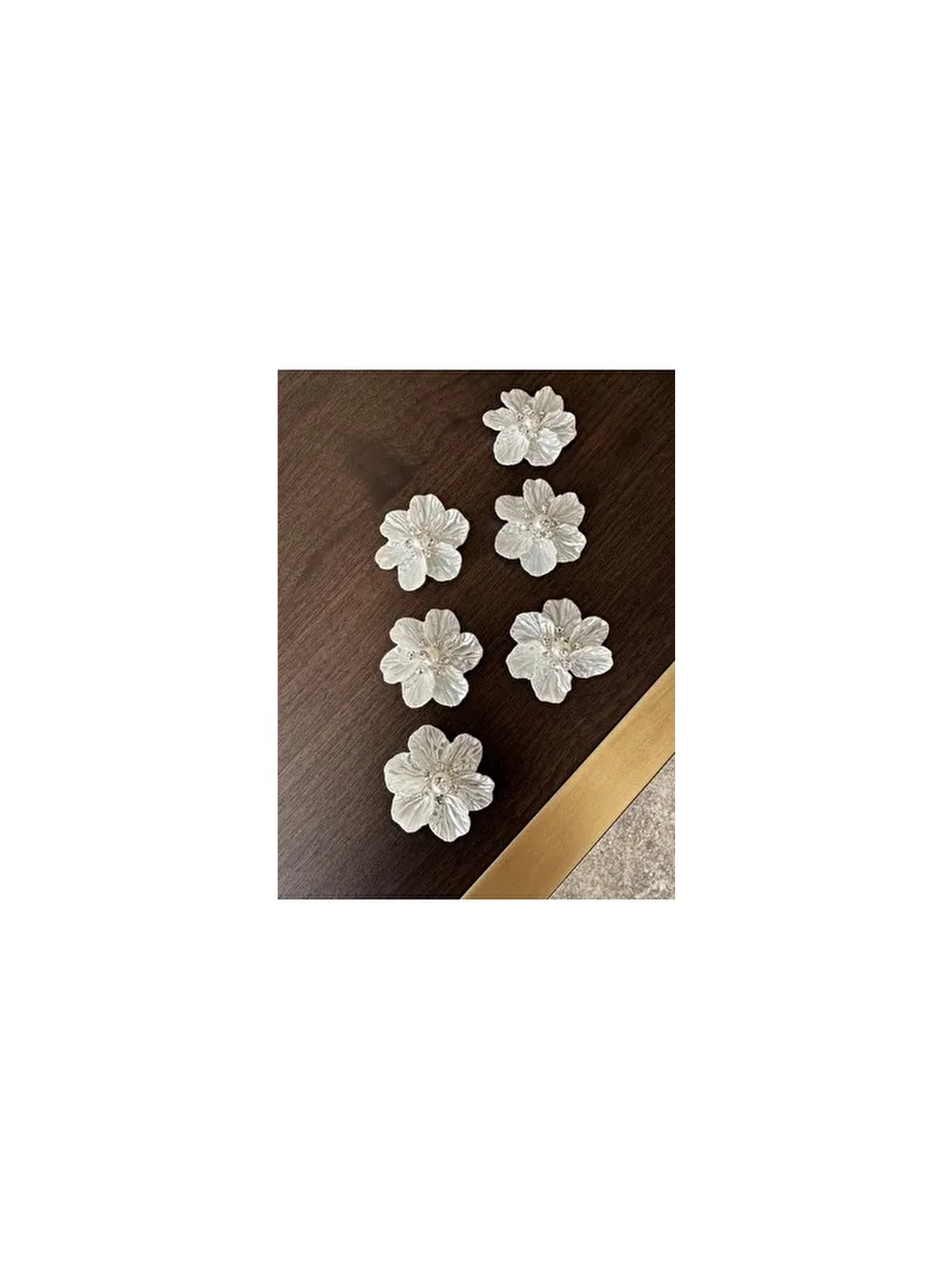 Nurhan Home Collection 6 Adet Sedef Yapraklı Taşlı Gold Broş - Görsel 4