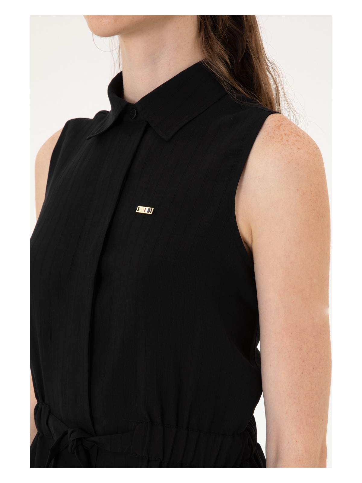 U.S. Polo Assn. Kadın Siyah Dokuma Elbise 50306605-VR046 - Görsel 6