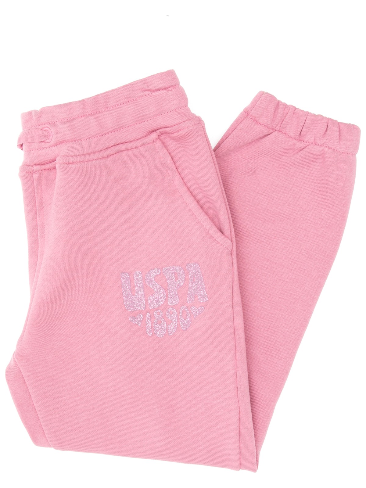 U.S. Polo Assn. Kız Çocuk Pembe Simli Baskı Detaylı Jogger Eşofman Altı 50316849-VR167