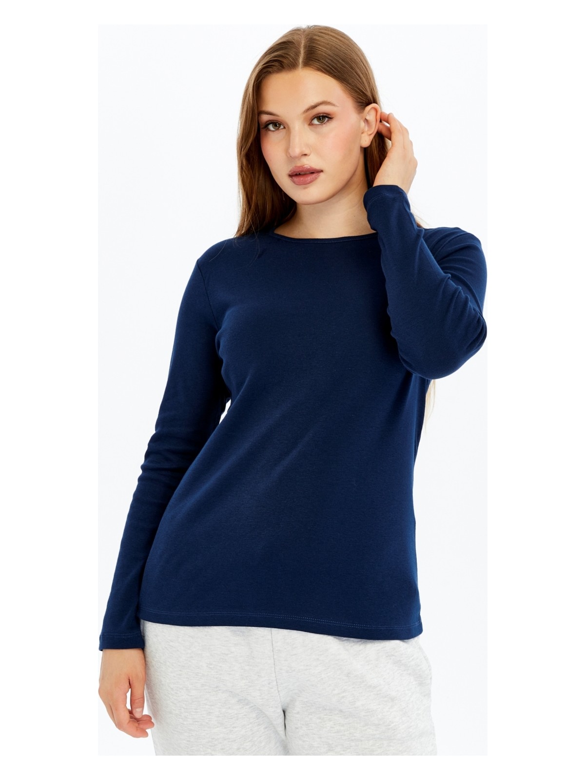 Defy's Kadın Uzun Kollu Bisiklet Yaka Tişört Siyah - Görsel 9