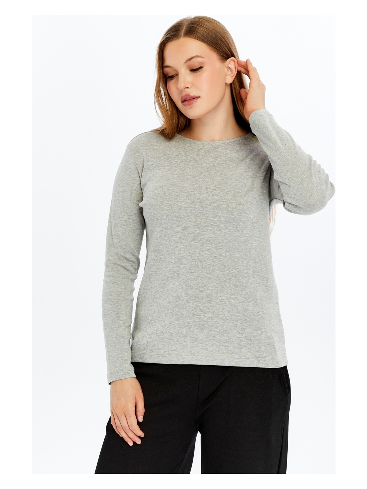 Defy's Kadın Uzun Kollu Bisiklet Yaka Tişört Siyah - Görsel 6