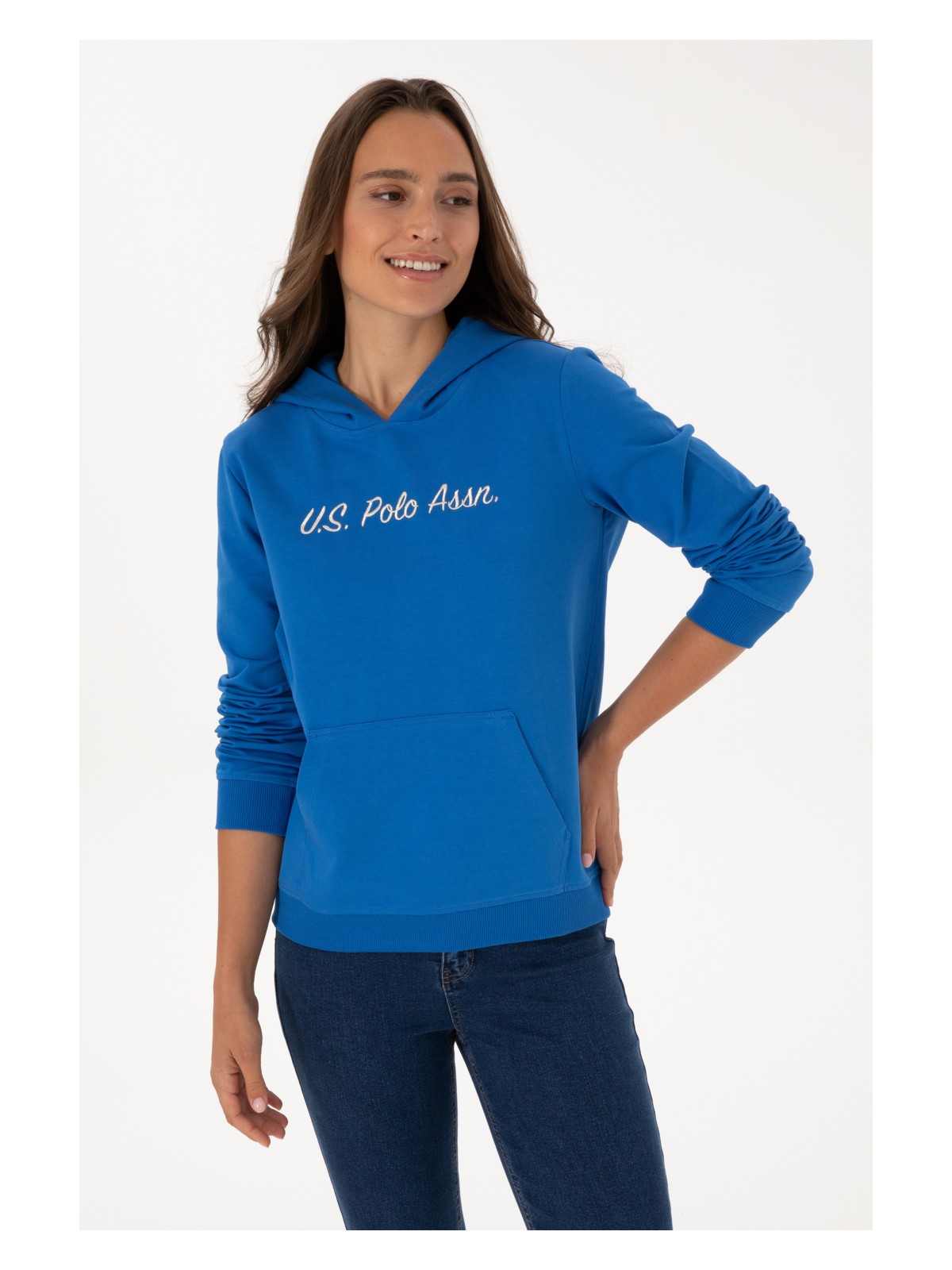 U.S. Polo Assn. Kadın Siyah Kapüşonlu Sweatshırt 50313559-VR046 - Görsel 3