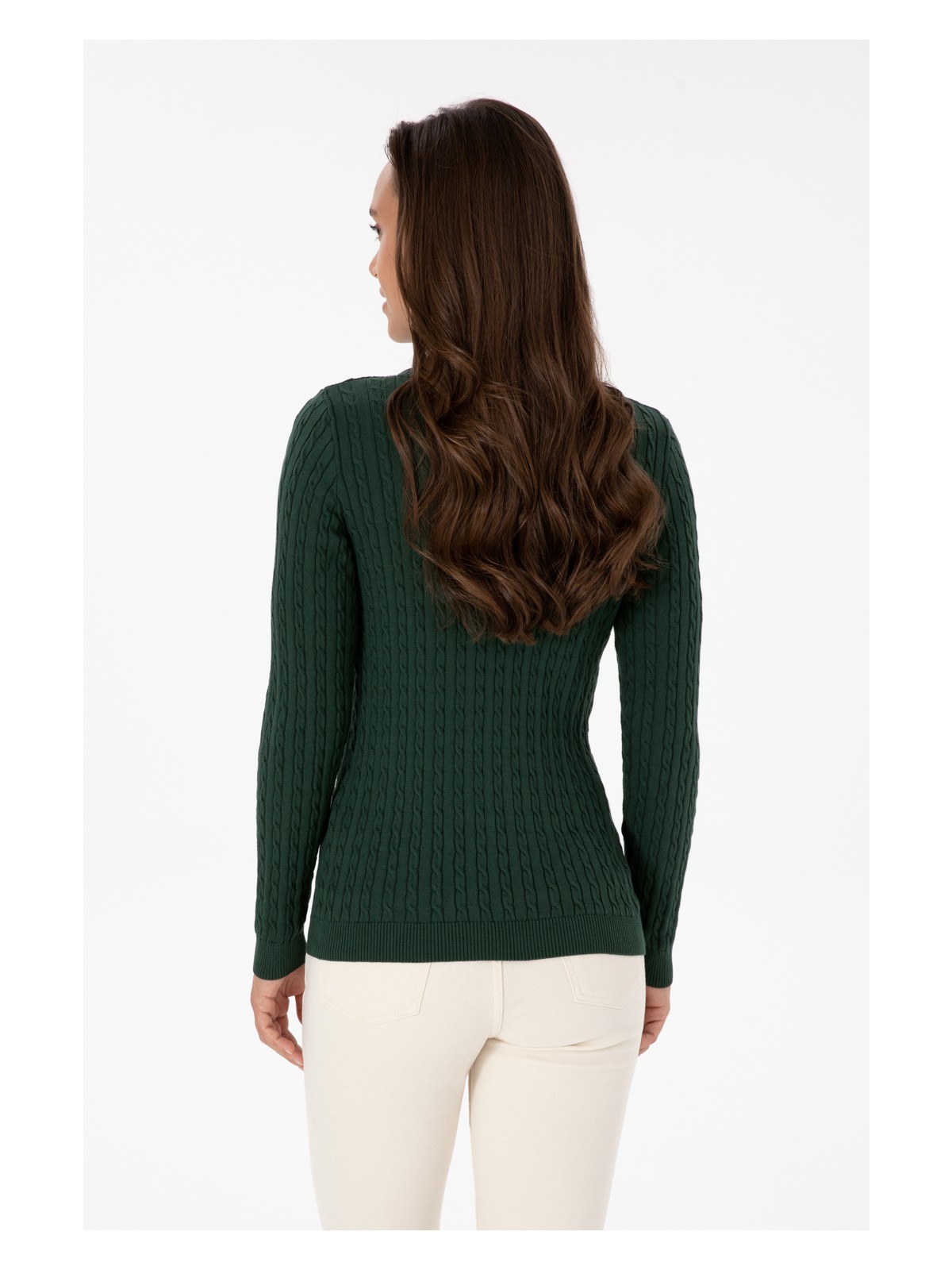 U.S. Polo Assn. Kadın Koyu Yeşil Bisiklet Yaka Basic Kazak 50313626-VR079 - Görsel 5