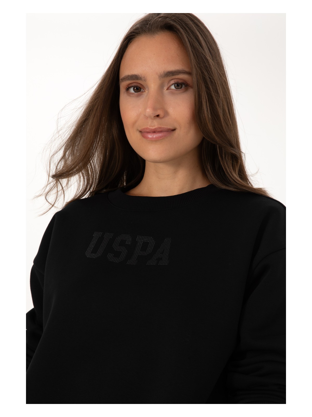 U.S. Polo Assn. Kadın Siyah Bisiklet Yaka Basic Sweatshirt 50307752-VR046 - Görsel 2