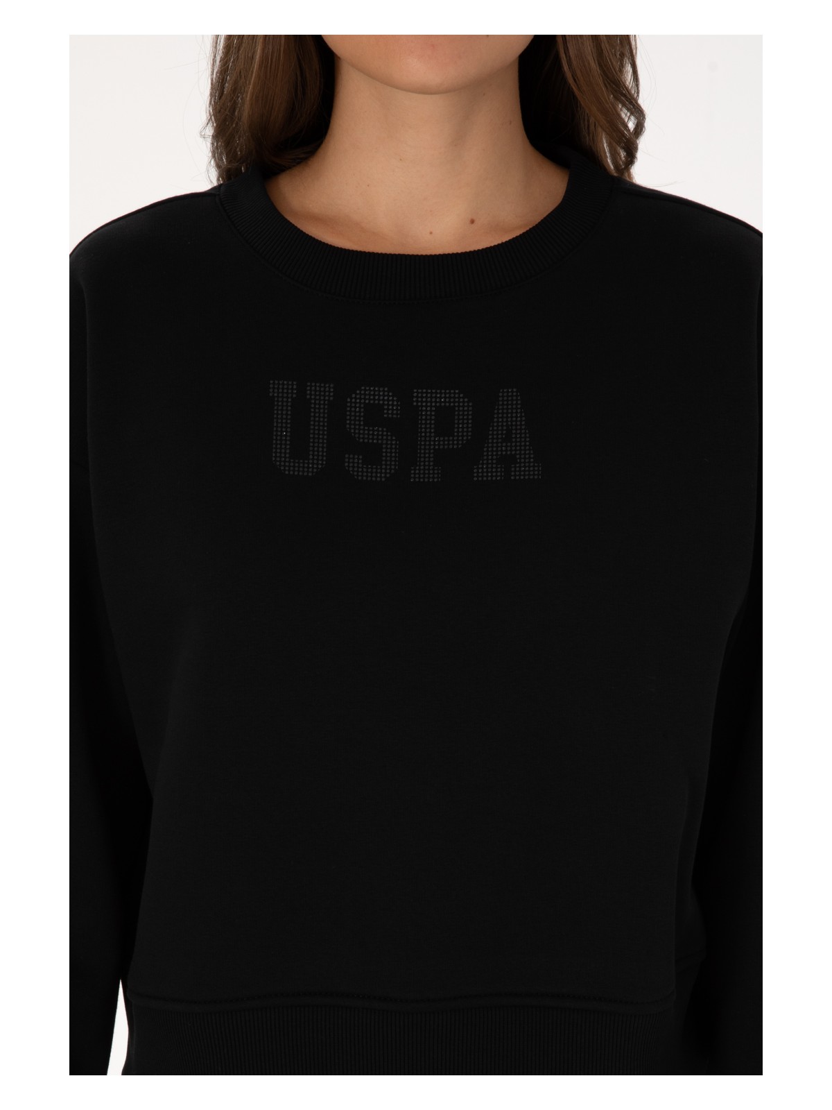 U.S. Polo Assn. Kadın Siyah Bisiklet Yaka Basic Sweatshirt 50307752-VR046 - Görsel 6
