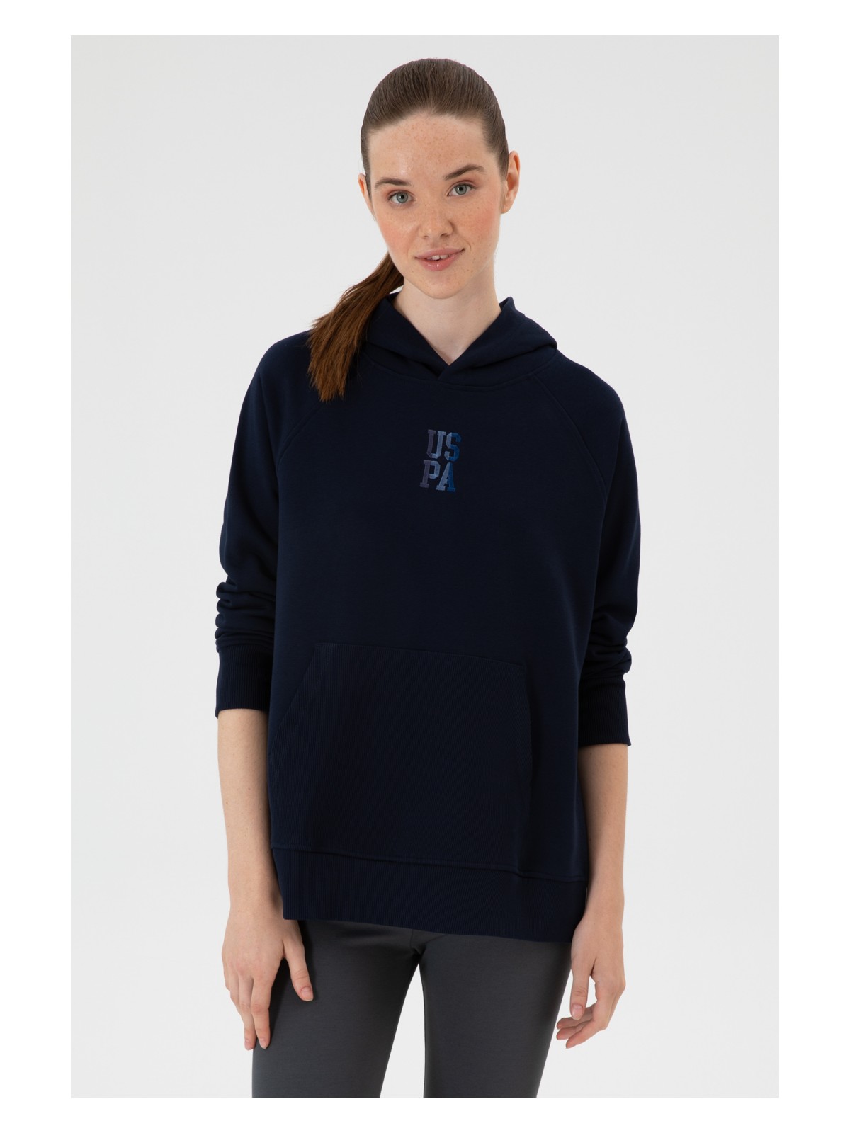 U.S. Polo Assn. Kadın Krem Yırtmaçlı Kapüşonlu Sweatshırt 50313611-VR256 - Görsel 7