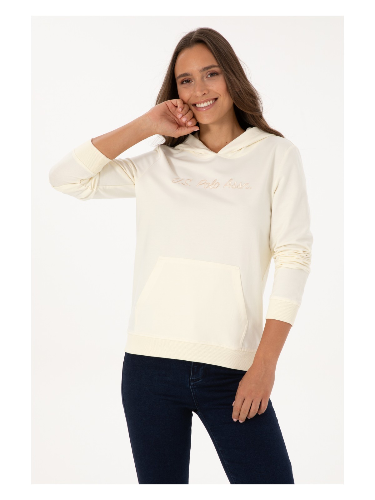 U.S. Polo Assn. Kadın Siyah Kapüşonlu Sweatshırt 50313559-VR046 - Görsel 4