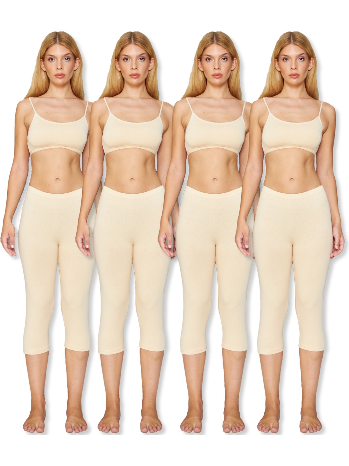 Lantliv 4 Adet Diz Altı Pamuklu Penye Tayt, %95 Pamuklu %5 Likralı Tayt, Kapri Tayt, Içlik, Büyük Beden Tayt - Görsel 5