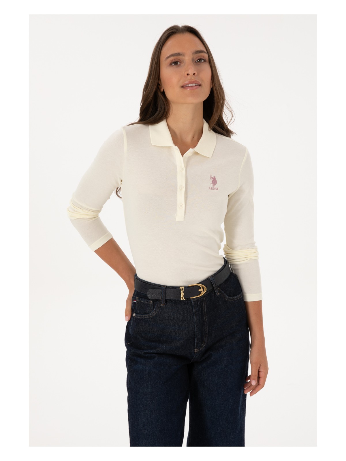 U.S. Polo Assn. Kadın Lacivert Basic Polo Yaka Sweatshırt 50307755-VR033 - Görsel 5