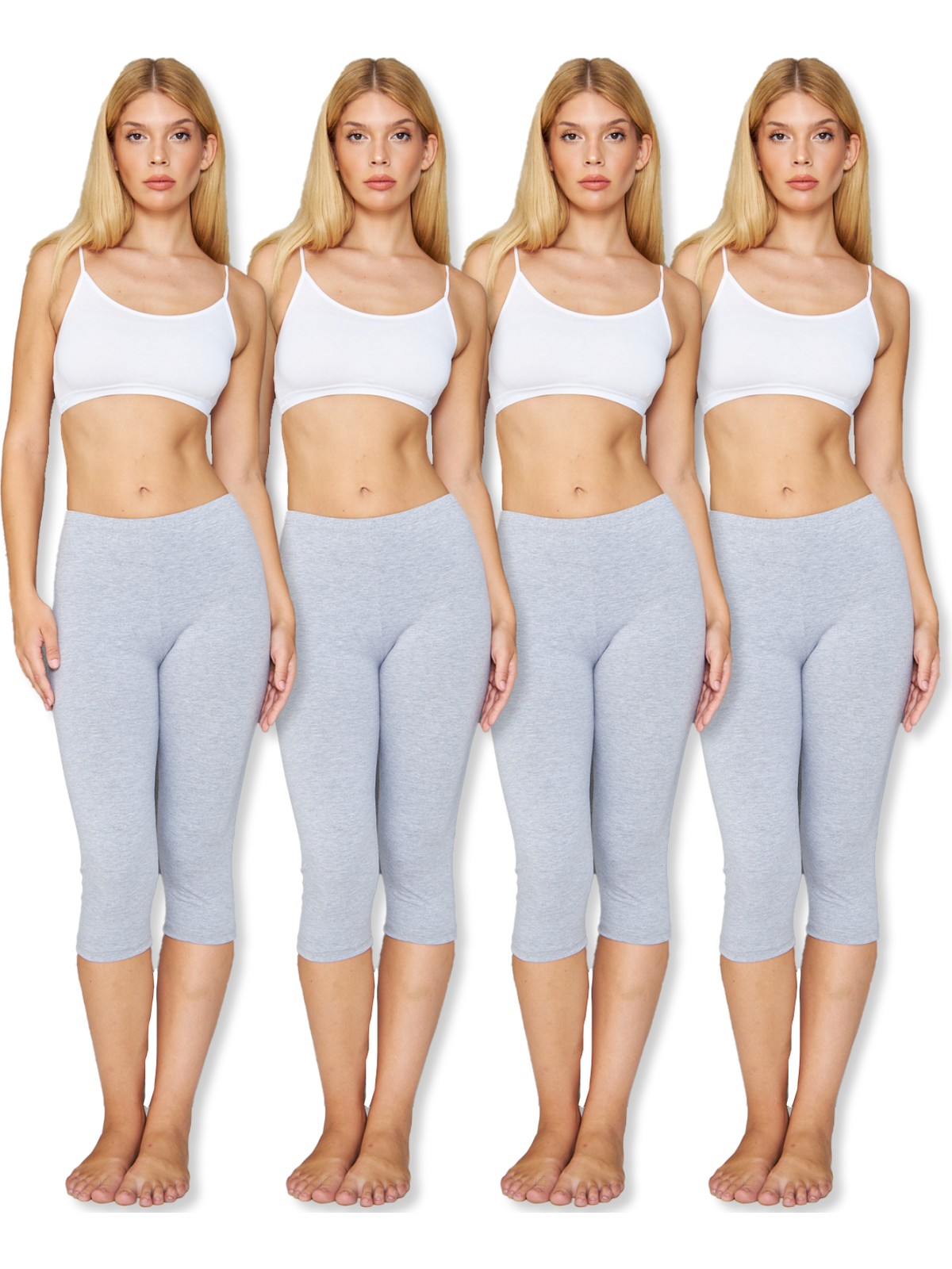 Lantliv 4 Adet Diz Altı Pamuklu Penye Tayt, %95 Pamuklu %5 Likralı Tayt, Kapri Tayt, Içlik, Büyük Beden Tayt - Görsel 3