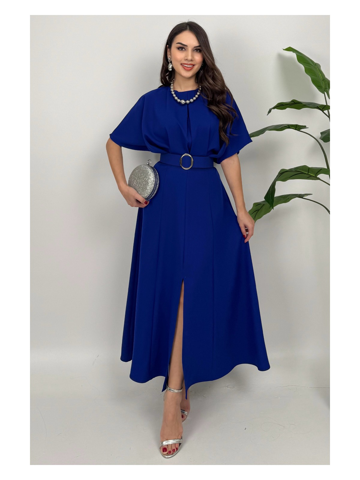 Dolcha Alora Kadın Kemer Detaylı Şık Lacivert Elbise – Özel Günler Için Zarafet