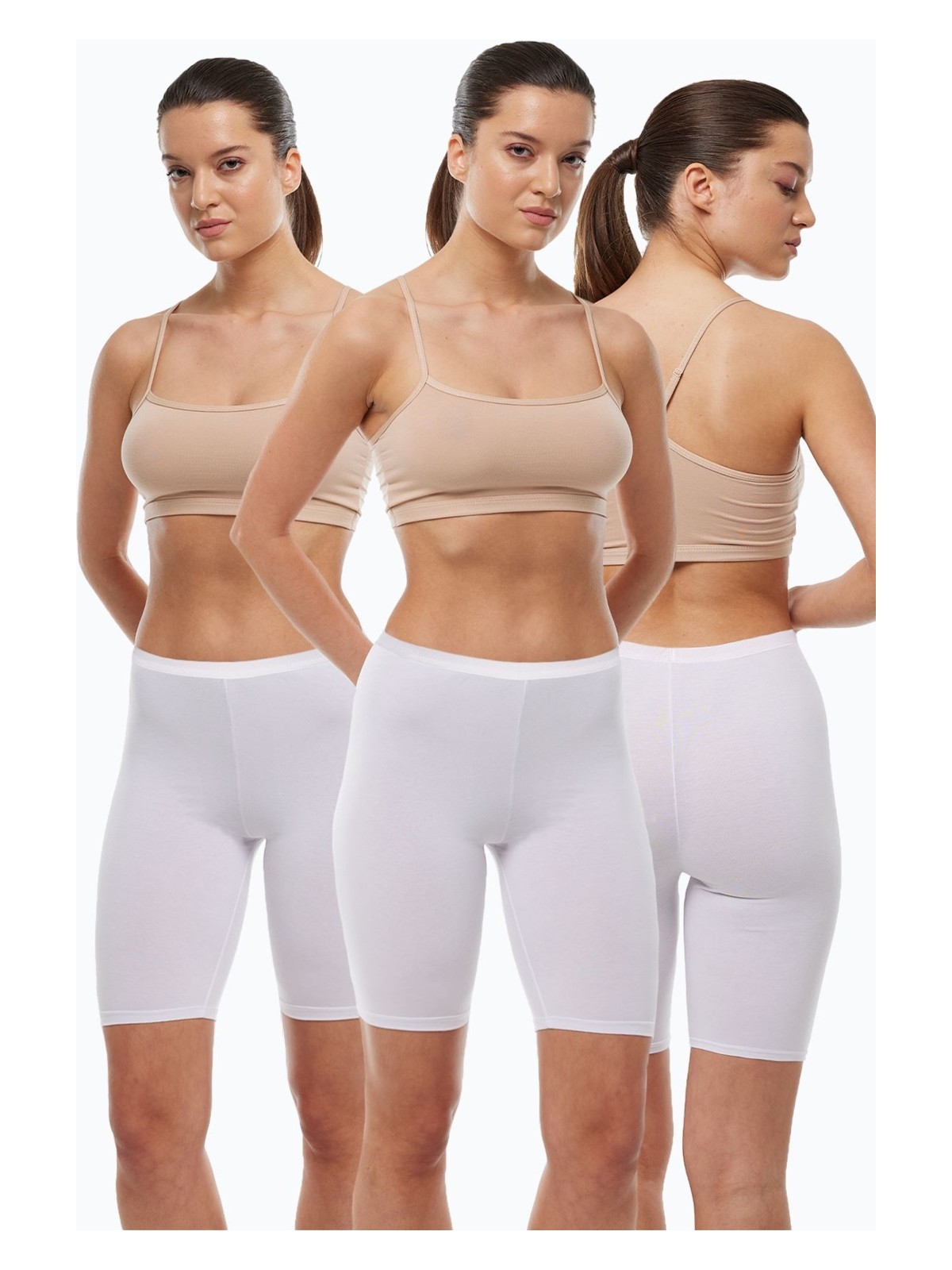 Malabadi Kadın 3 Adet Cappuccino Iç Göstermeyen Görünmez Dizüstü Iz Yapmayan Modal Yüksek Bel Tayt 3M113 - Görsel 5