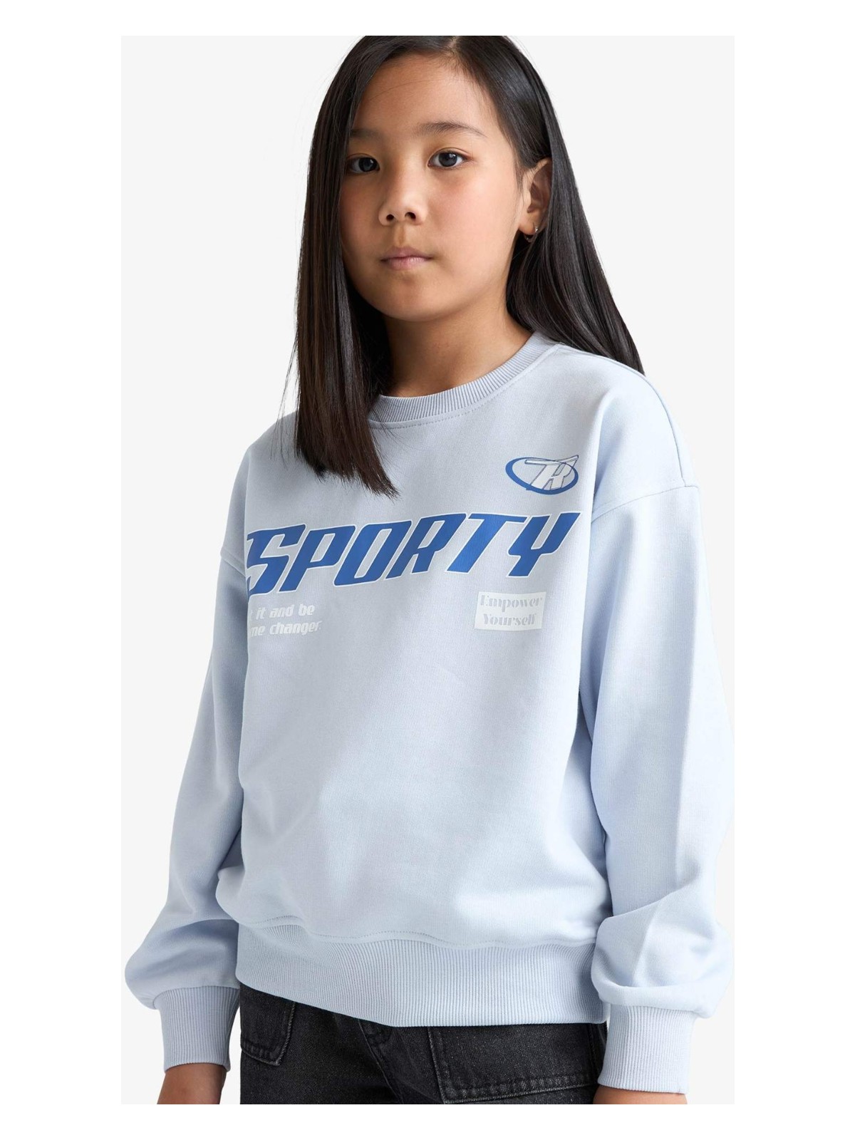 DeFacto Relax Fit Bisiklet Yaka Baskılı Sweatshirt Kız Çocuk E6760A825AU - Görsel 3