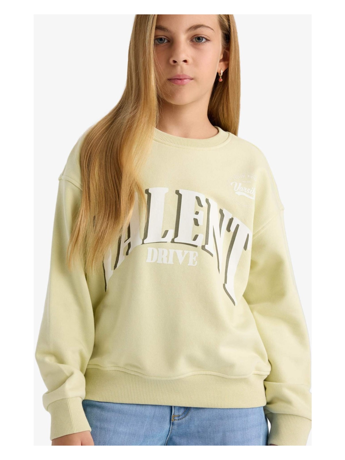 DeFacto Relax Fit Bisiklet Yaka Baskılı Sweatshirt Kız Çocuk E6760A825AU - Görsel 4