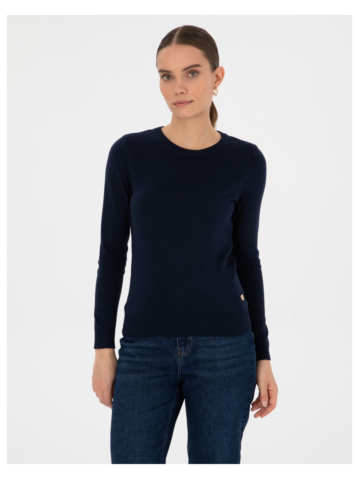 Pierre Cardin Kadın Bej Slim Fit Bisiklet Yaka Basic Kazak 50315758-VR011 - Görsel 5