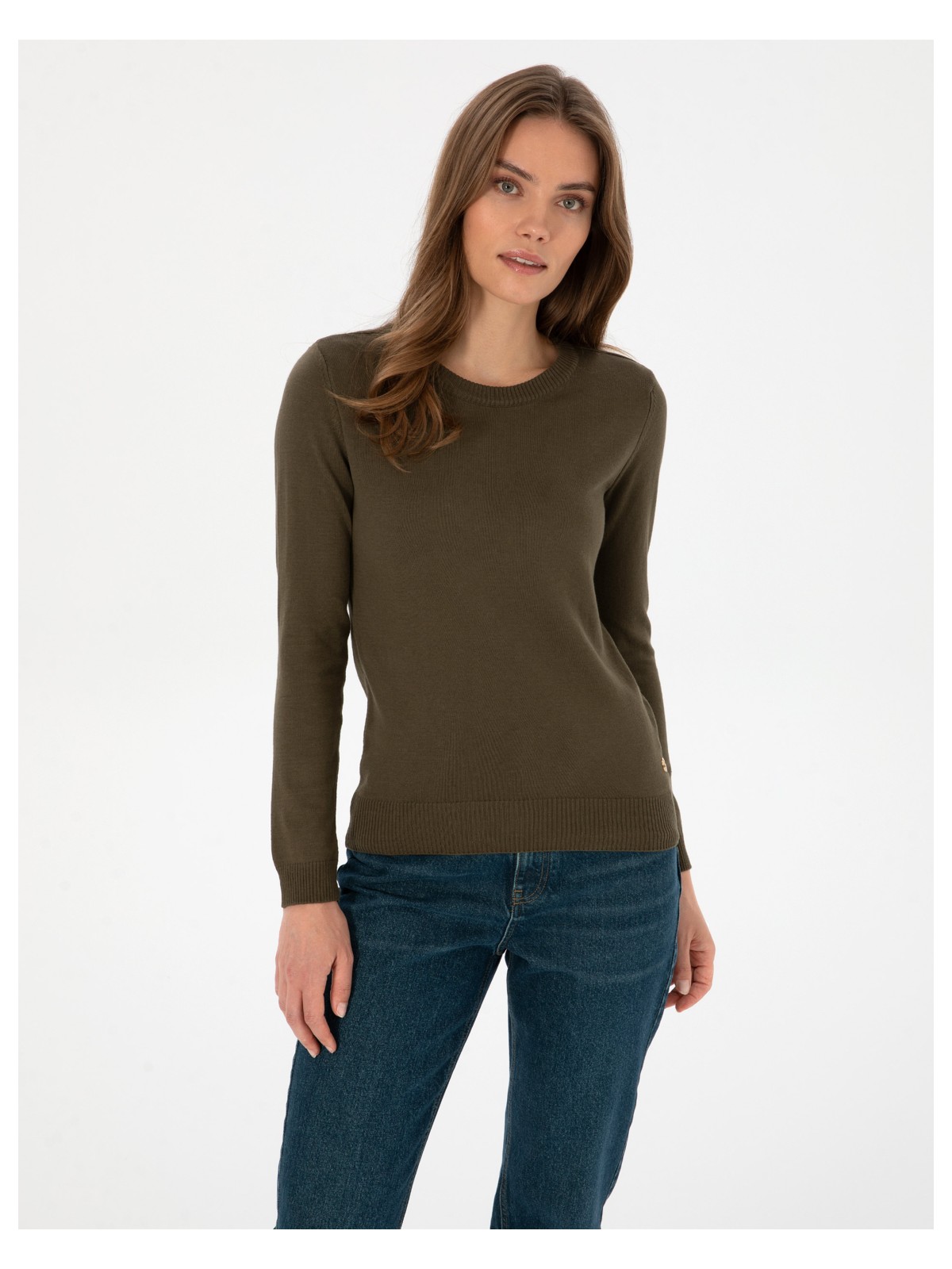 Pierre Cardin Kadın Siyah Slim Fit Bisiklet Yaka Basic Kazak 50315758-VR046 - Görsel 6