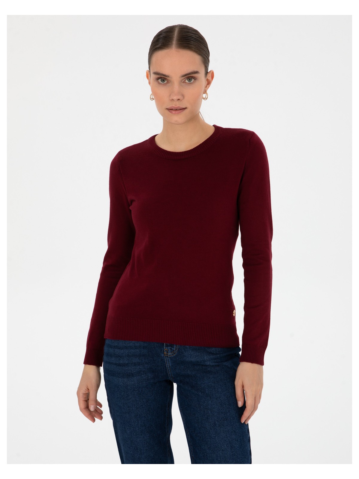 Pierre Cardin Kadın Kahverengi Slim Fit Bisiklet Yaka Basic Kazak 50315758-VR029 - Görsel 9