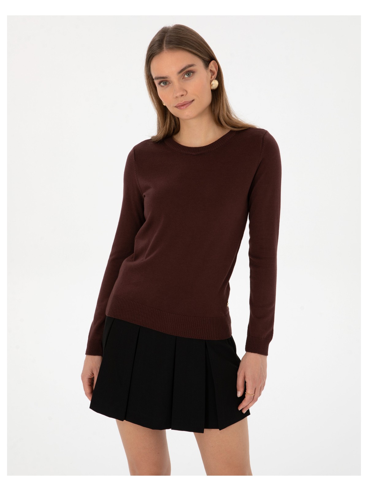 Pierre Cardin Kadın Bej Slim Fit Bisiklet Yaka Basic Kazak 50315758-VR011 - Görsel 7