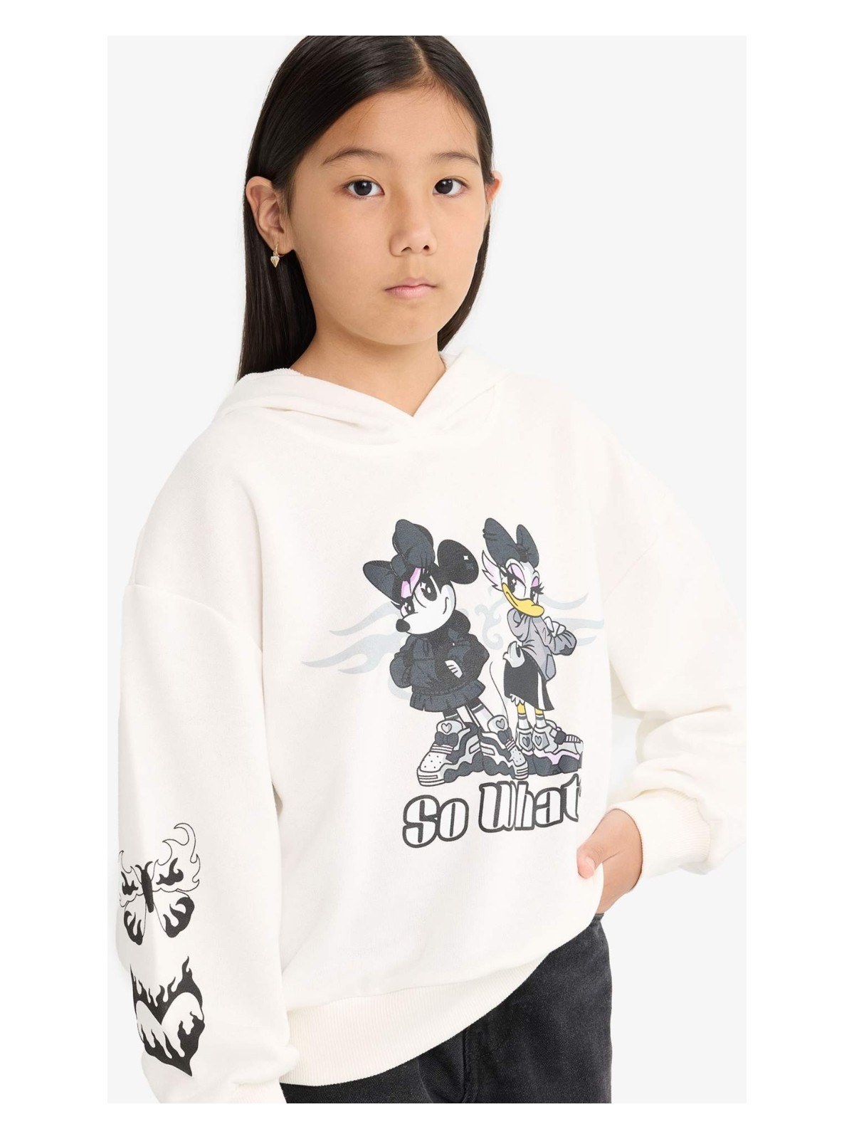 DeFacto Disney Mickey & Minnie Oversize Geniş Kalıp Kapüşonlu Sweatshirt Kız Çocuk F3433A825AU