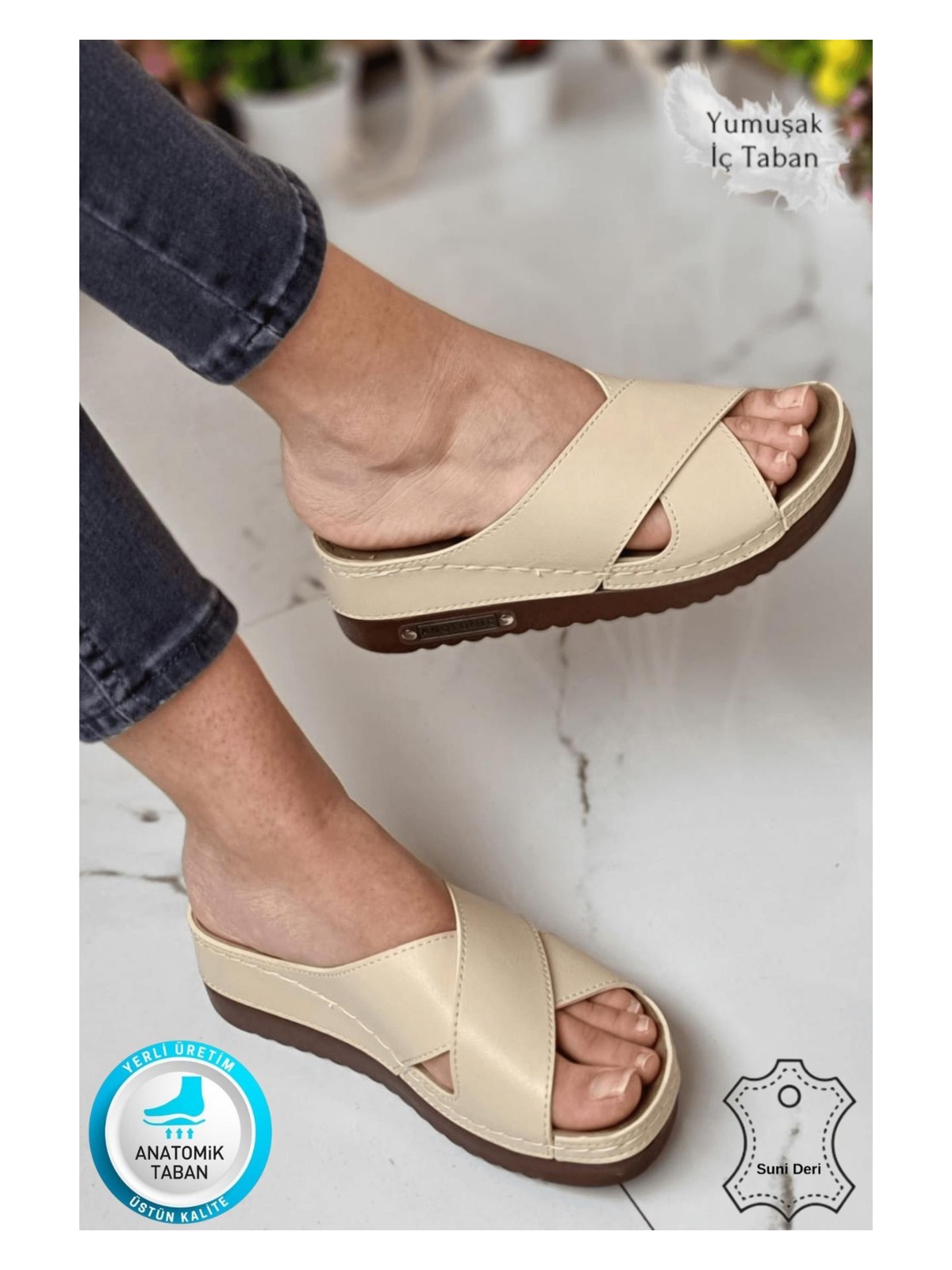 Neon Shoes Lina Kadın Anatomik Ortopedik Konfor Modeli Terlik Hafif Şık Topuklu Günlük Dışarı Ev İçi Terliği