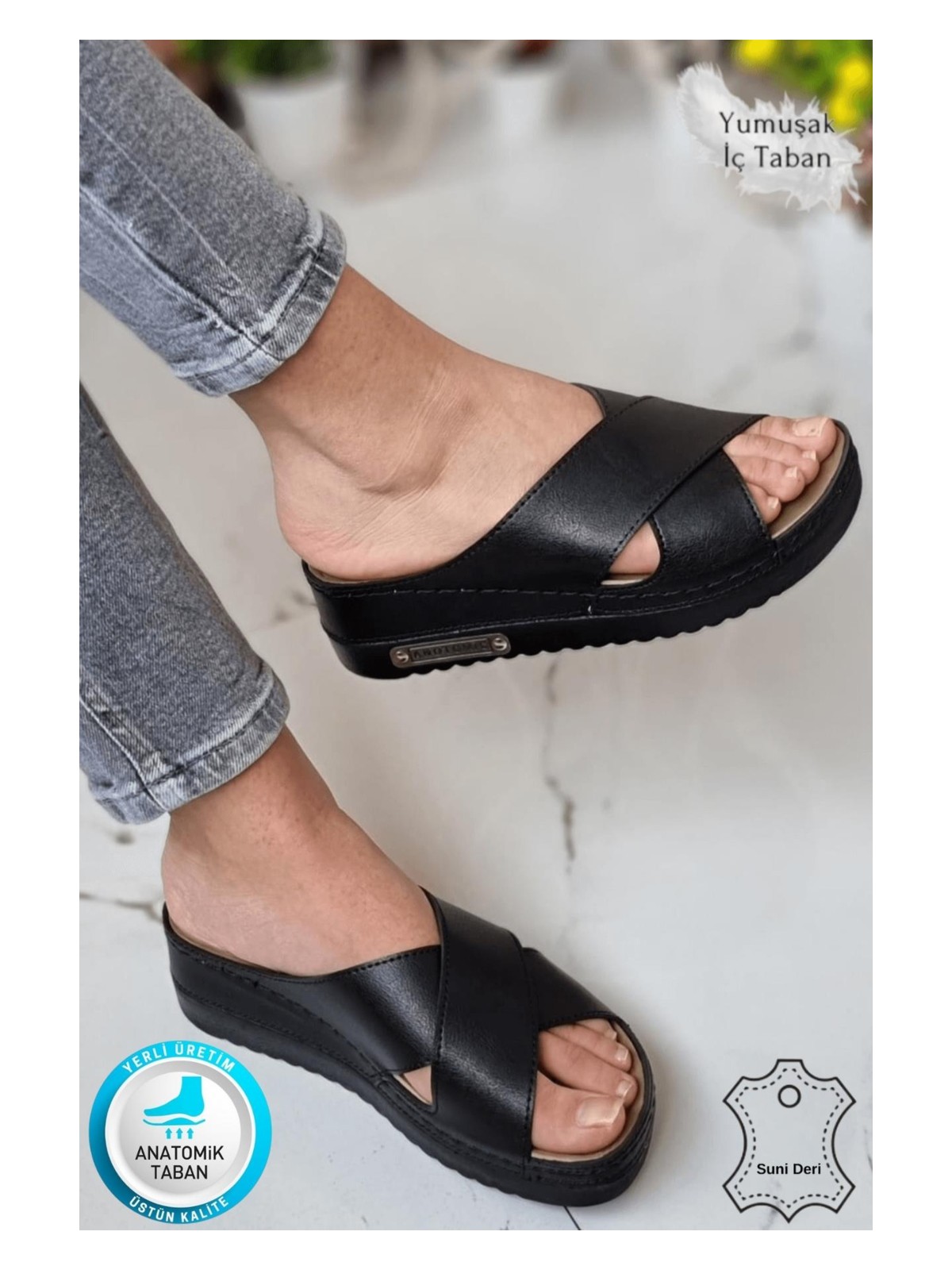 Neon Shoes Lina Kadın Anatomik Ortopedik Konfor Modeli Terlik Hafif Şık Topuklu Günlük Dışarı Ev İçi Terliği - Görsel 7