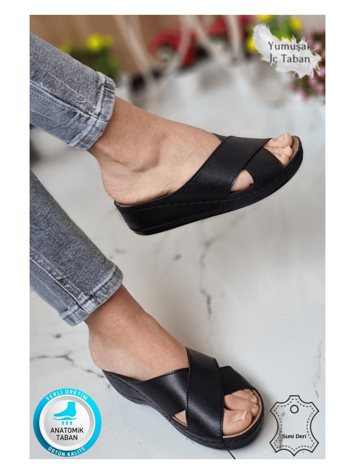 Neon Shoes Desy Kadın Ortopedik Taban Şık Konfor Modeli Günlük Terlik Genç Anne Ev Dışarı Terliği - Görsel 4