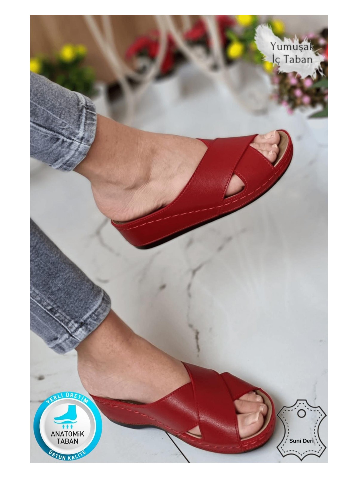 Neon Shoes Desy Kadın Ortopedik Taban Şık Konfor Modeli Günlük Terlik Genç Anne Ev Dışarı Terliği - Görsel 5