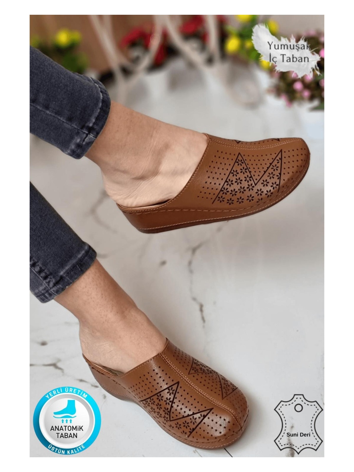 Neon Shoes Liza Kadın Sabo Medikal Doktor Hemşire Hastane Tam Ortopedik Önü Kapalı Ev Dışarı Terlik - Görsel 6