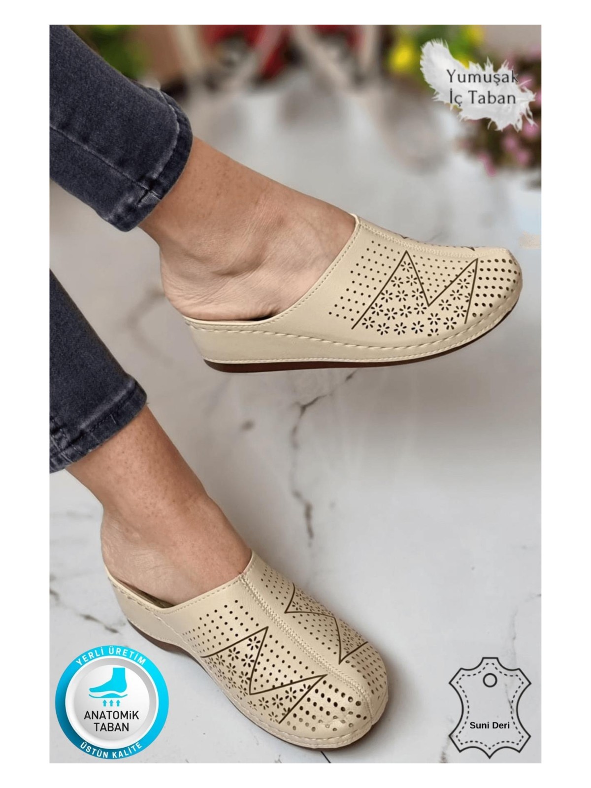 Neon Shoes Liza Kadın Sabo Medikal Doktor Hemşire Hastane Tam Ortopedik Önü Kapalı Ev Dışarı Terlik - Görsel 7