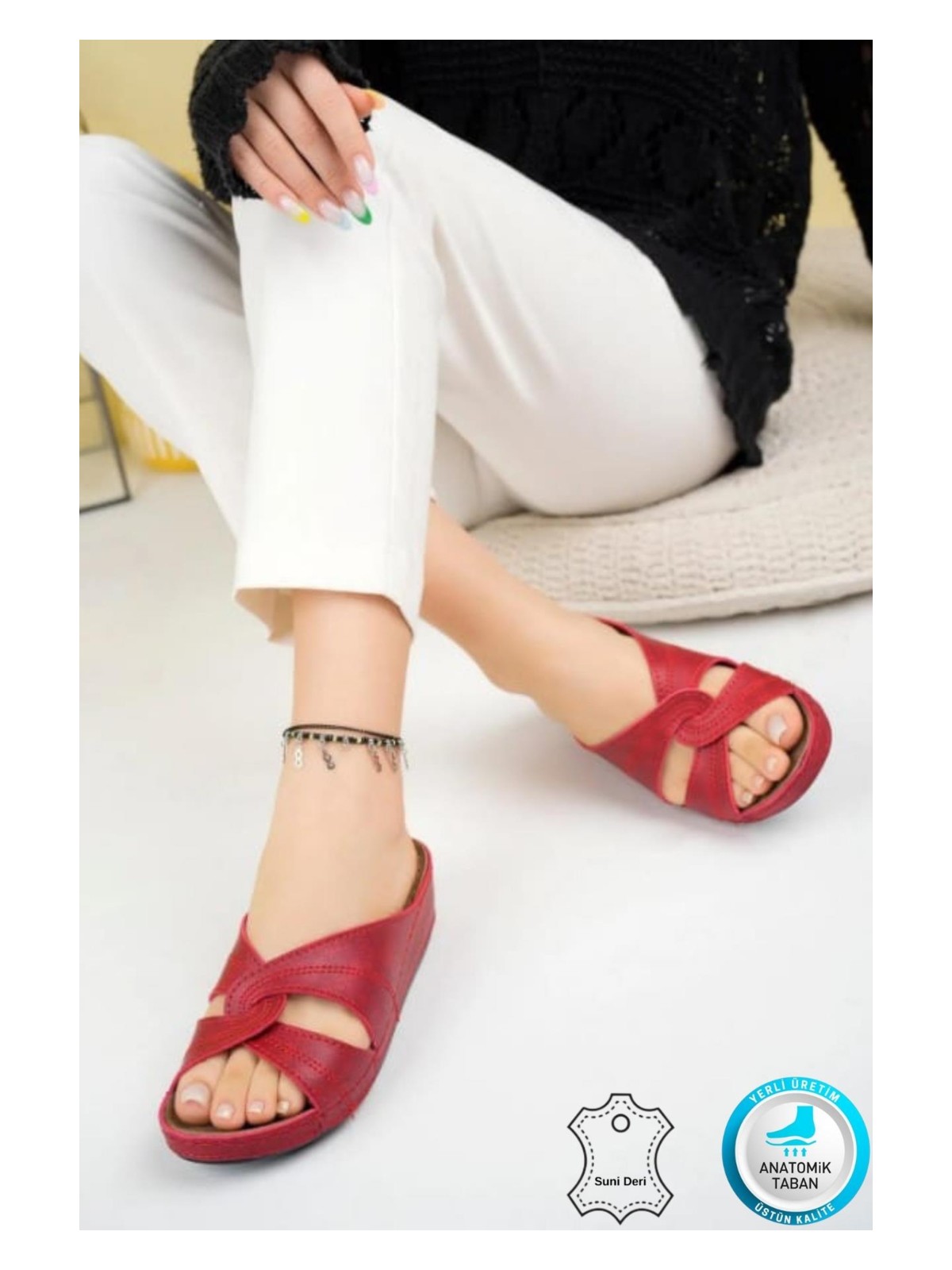 Neon Shoes Putu Kadın Çapraz Konfor Modeli Günlük Ortopedik Terlik Anne Orta Yaş Genç Ev & Dışarı Terliği - Görsel 6