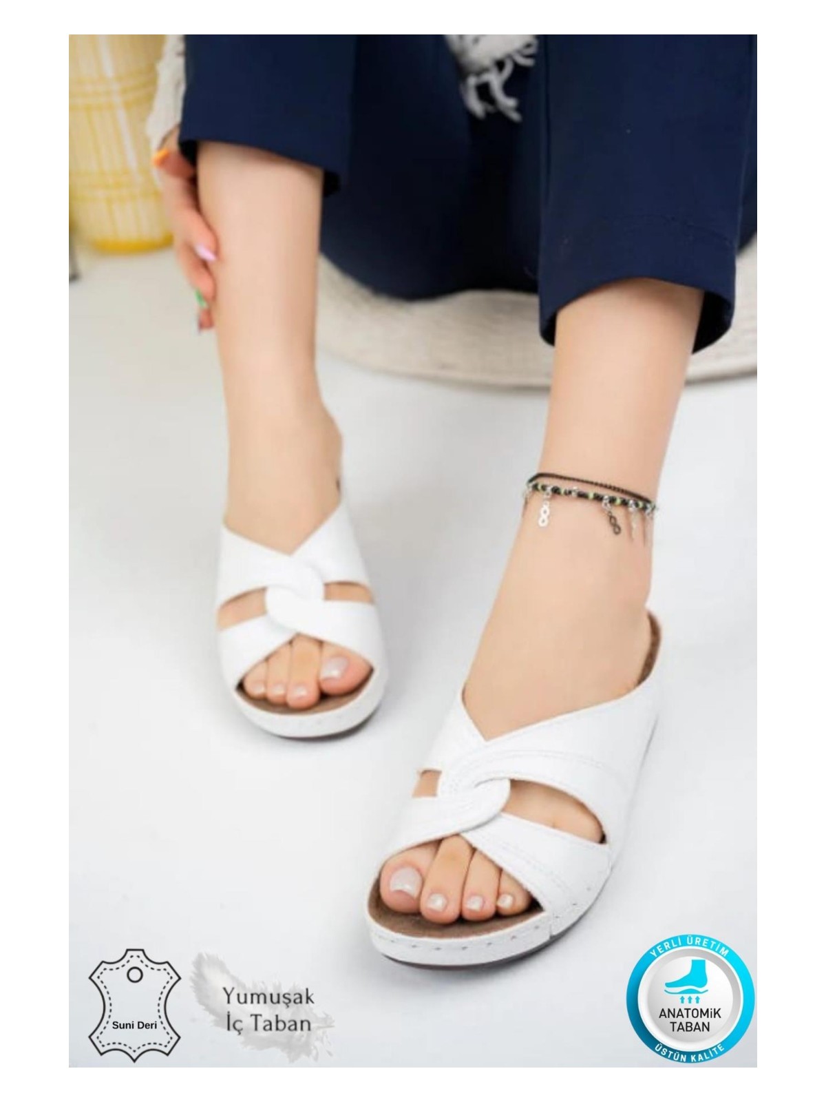 Neon Shoes Putu Kadın Çapraz Konfor Modeli Günlük Ortopedik Terlik Anne Orta Yaş Genç Ev & Dışarı Terliği - Görsel 5