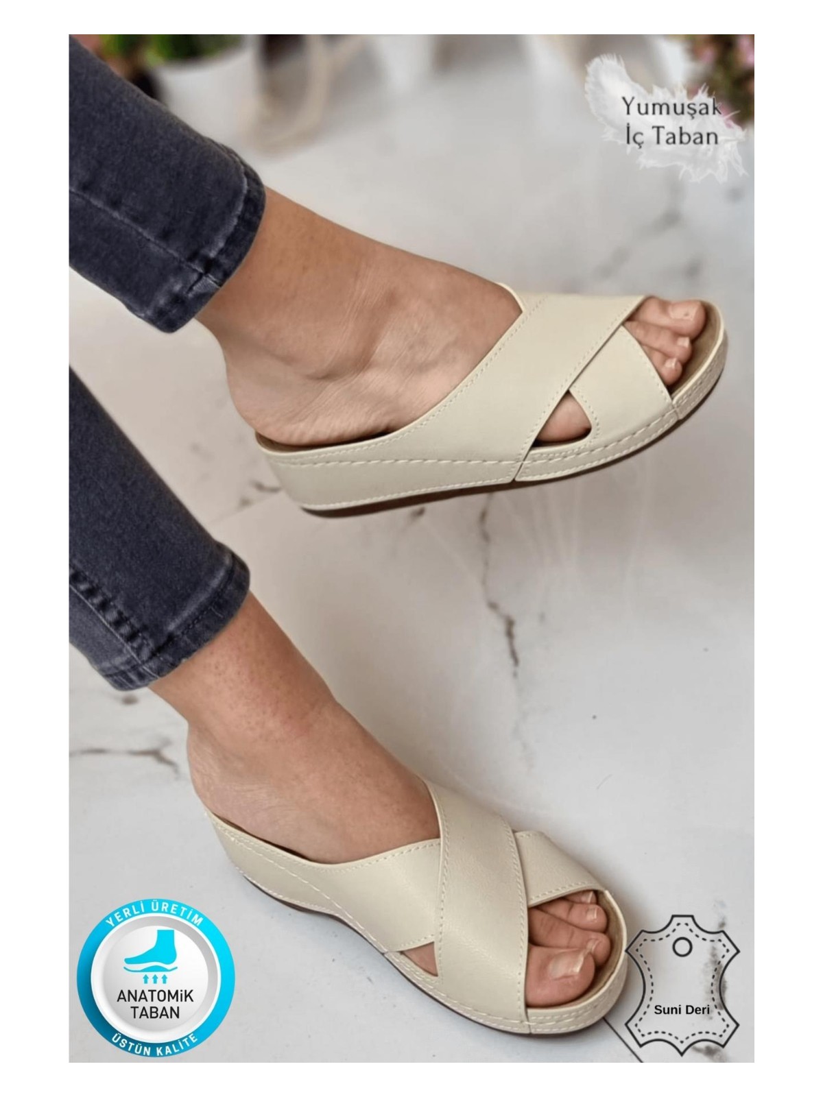 Neon Shoes Desy Kadın Ortopedik Taban Şık Konfor Modeli Günlük Terlik Genç Anne Ev Dışarı Terliği - Görsel 3