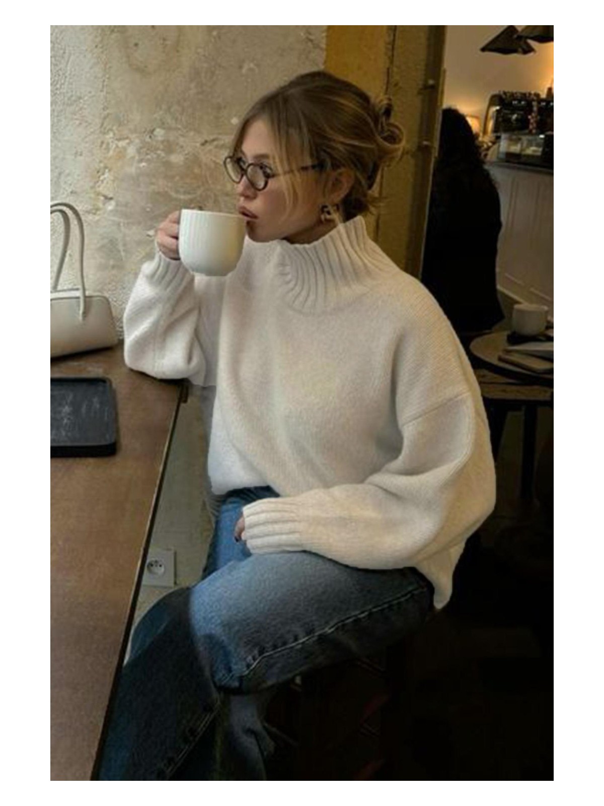 Madmext Siyah Boğazlı Kadın Triko Kazak MG2535 - Görsel 6