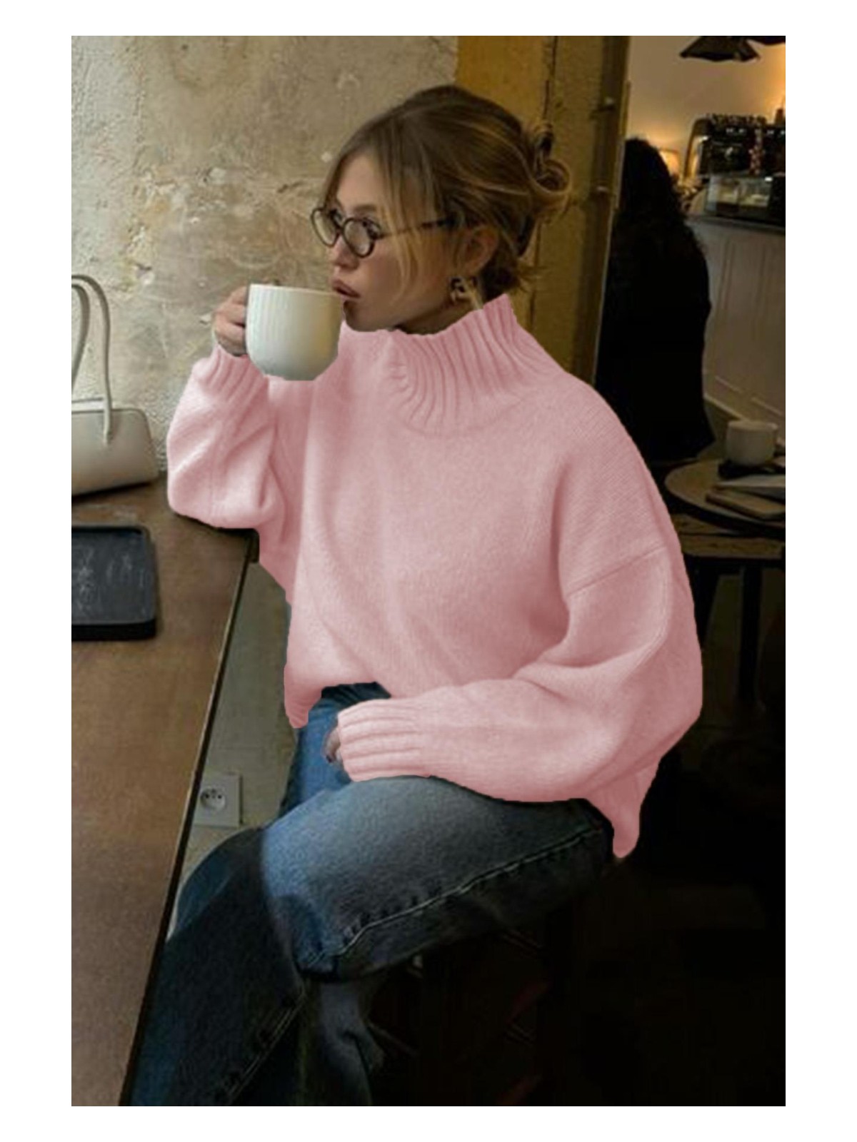 Madmext Siyah Boğazlı Kadın Triko Kazak MG2535 - Görsel 4