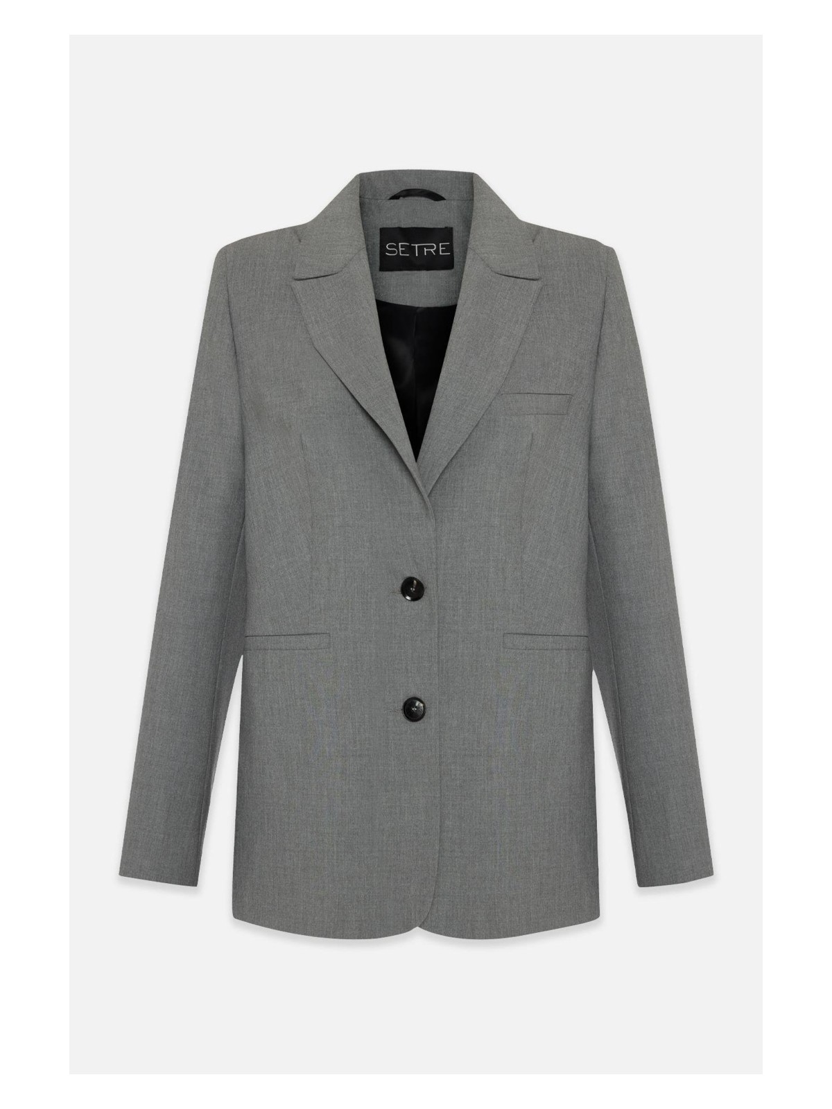 Setre Gri Cep ve Düğme Detaylı Basic Ceket