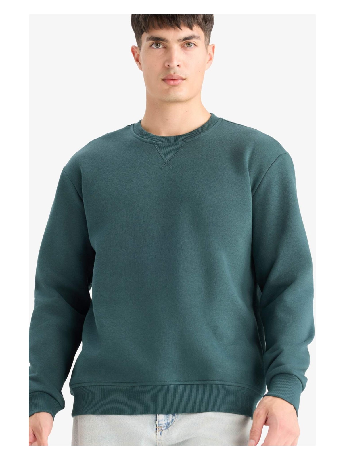 DeFacto Regular Fit Bisiklet Yaka Basic Düz Kalın Sweatshirt T3777AZ25AU - Görsel 9
