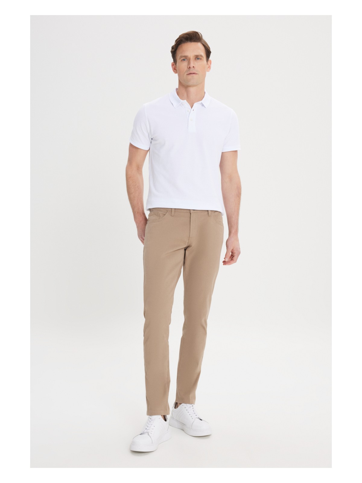 Altınyıldız Classics Erkek Camel Slim Fit Dar Kesim 5 Cep Pamuklu Kanvas Esnek Chino Pantolon