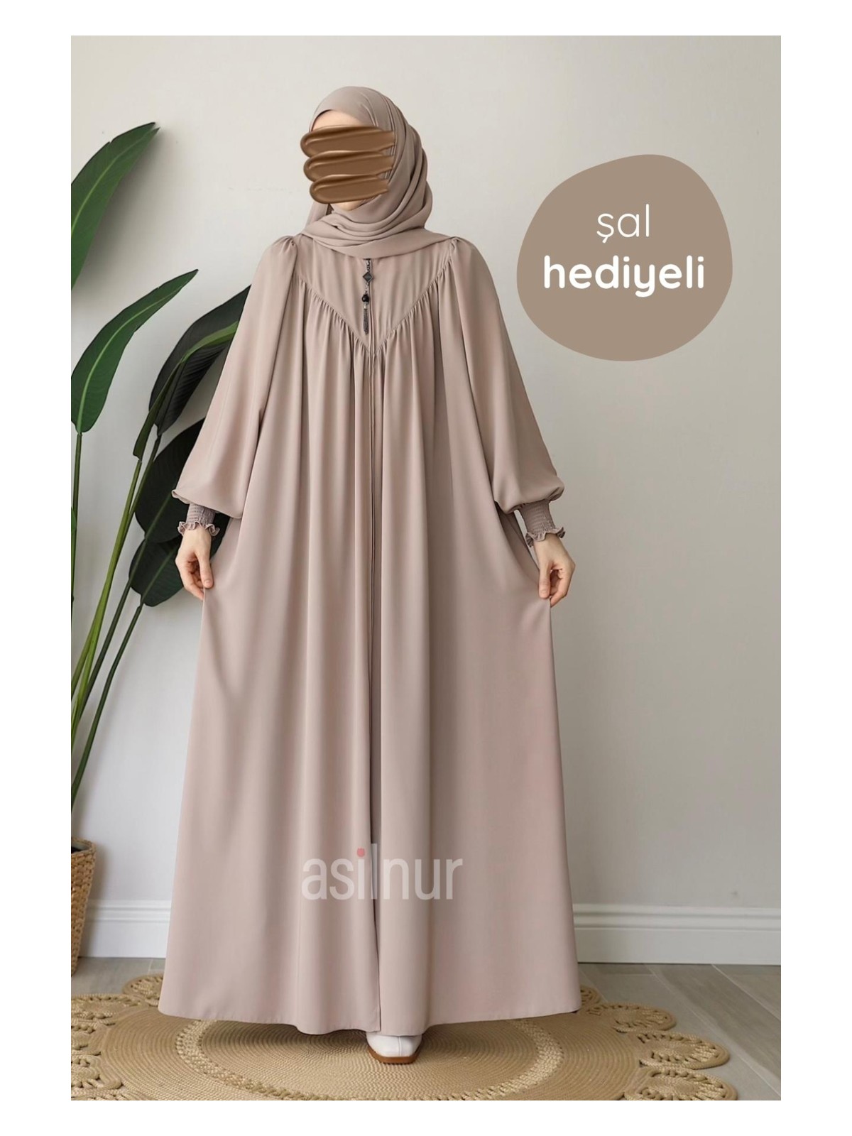 Asilnur Moda Elif Ferace Şal Hediyeli Takım Taş