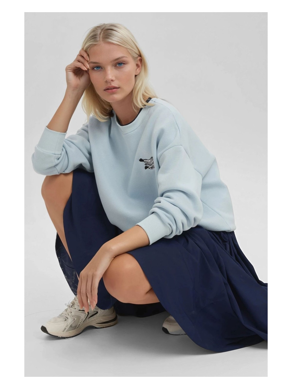 Hiccup Kadın Rahat Hayvan Nakışlı Şardonlu Bisiklet Yaka Hoodie Natural - Görsel 6