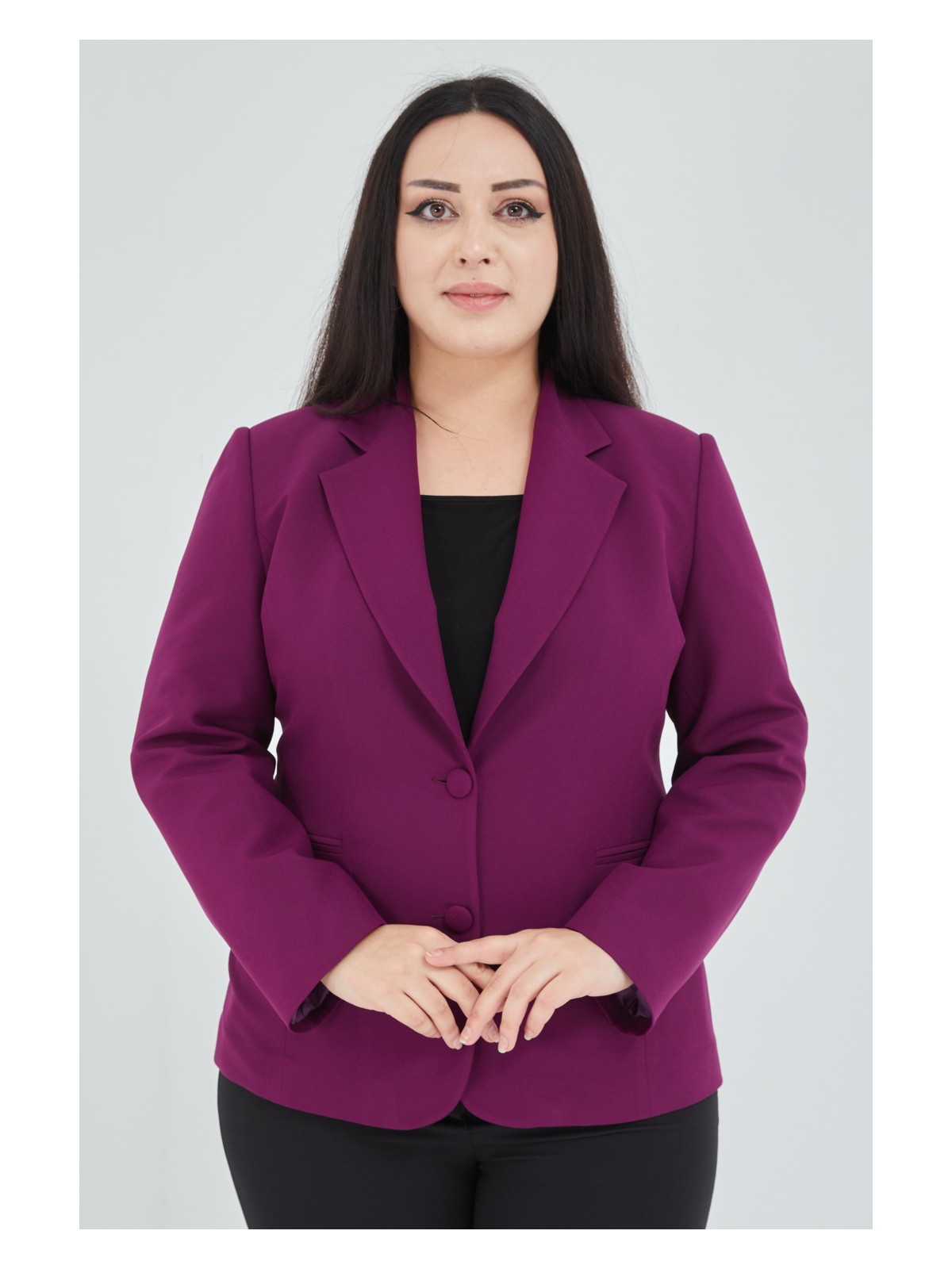 Fagi Atelier Kadın Büyük Beden Düğmeli Klasik Ceket