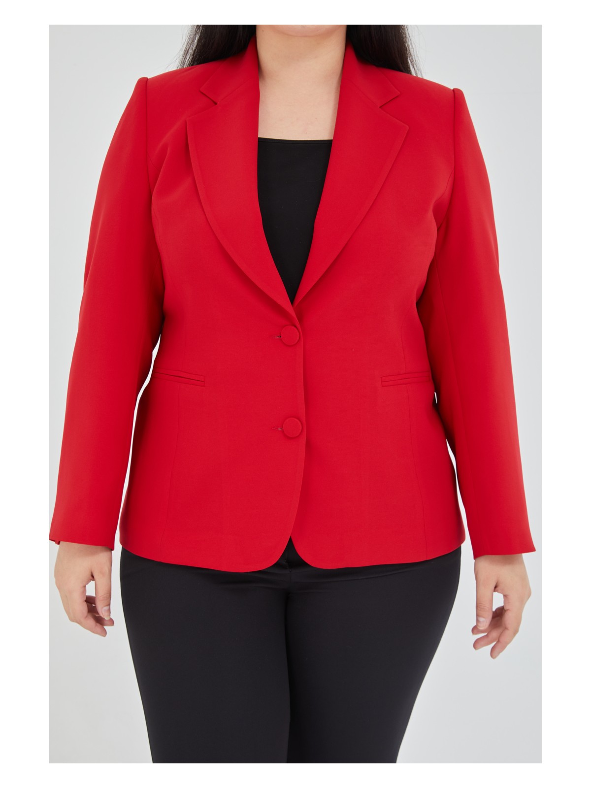 Fagi Atelier Kadın Büyük Beden Düğmeli Klasik Ceket