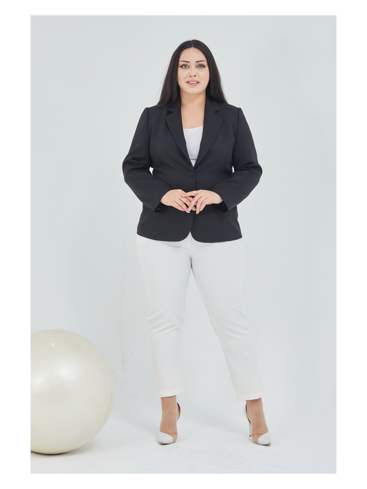 Fagi Atelier Kadın Büyük Beden Düğmeli Klasik Ceket