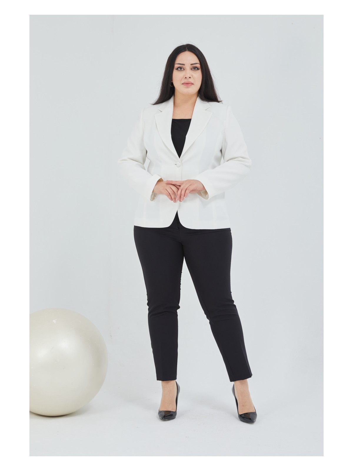 Fagi Atelier Kadın Büyük Beden Düğmeli Klasik Ceket