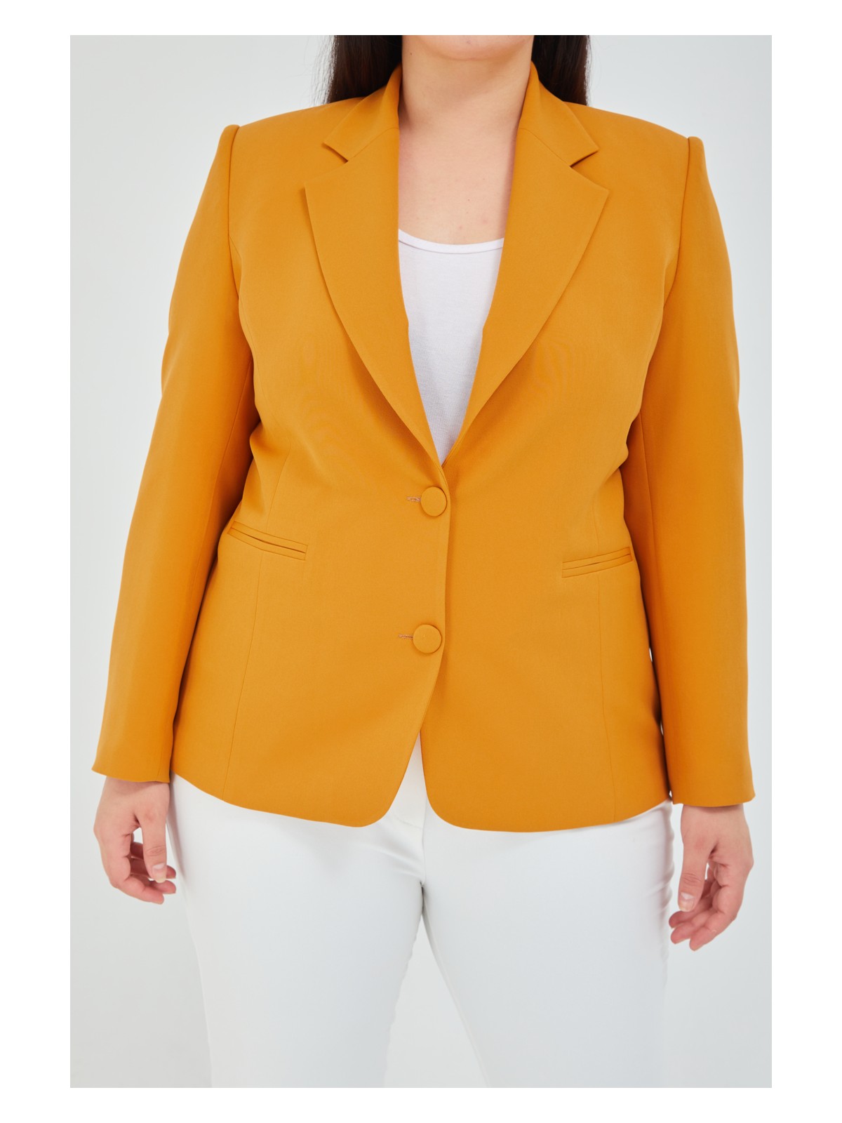 Fagi Atelier Kadın Büyük Beden Düğmeli Klasik Ceket