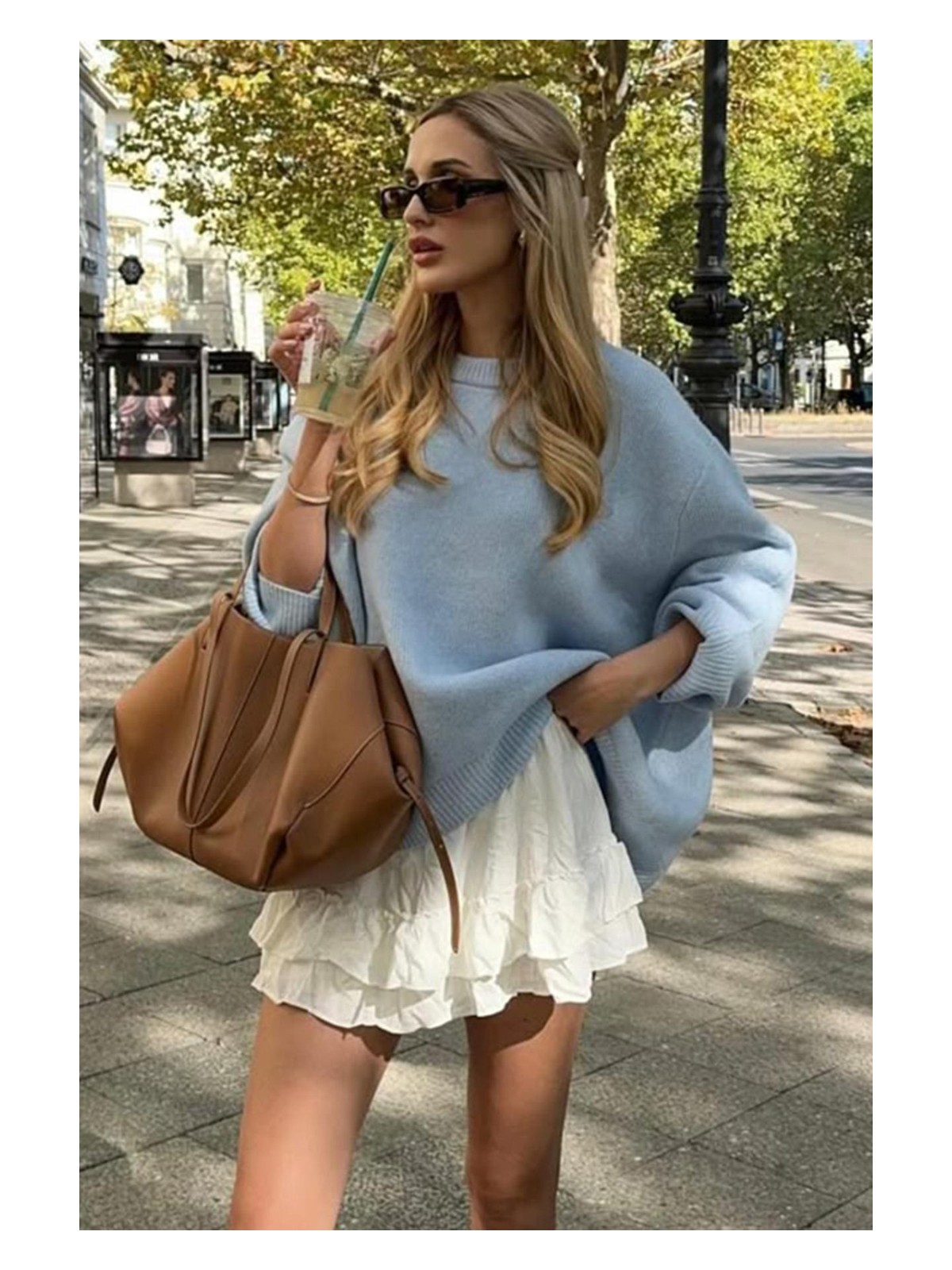 Madmext Bebe Mavisi Bisiklet Yaka Oversize Triko Kazak MG1972