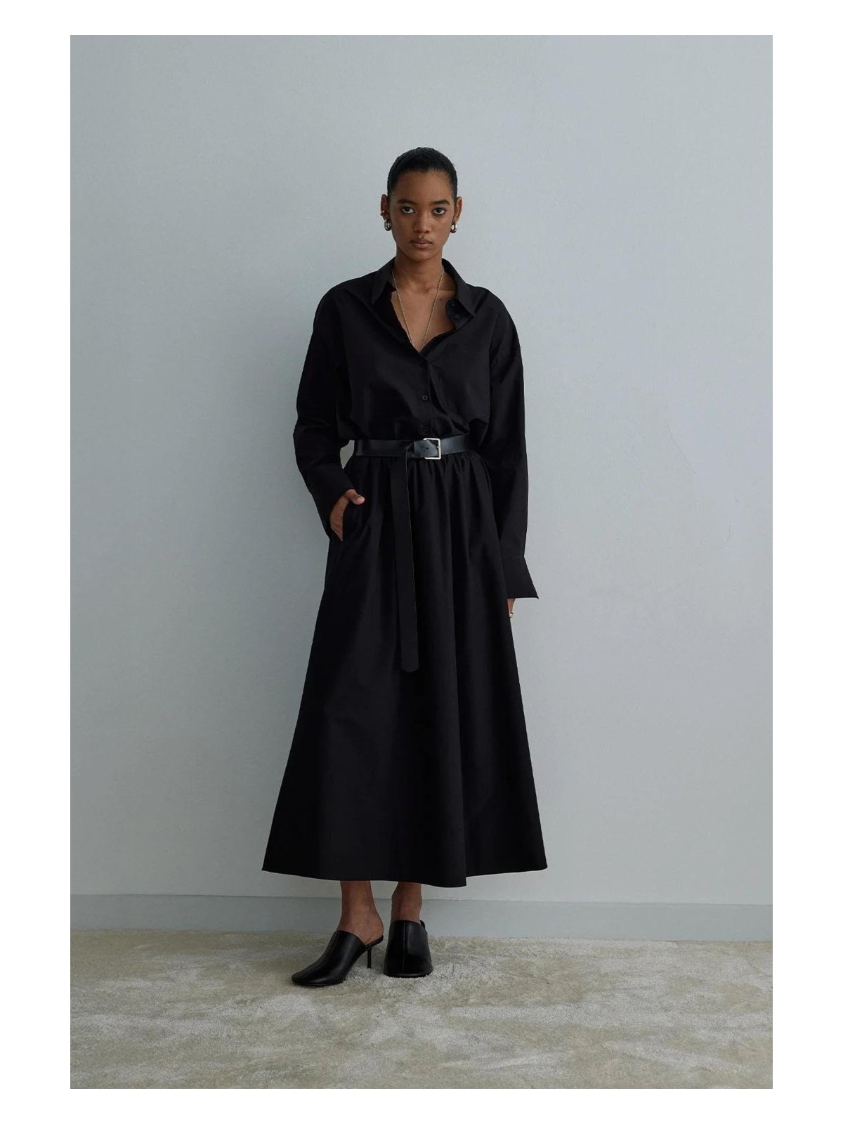 Suud Collection Kahverengi Day Poplin Kloş Etek - Görsel 3