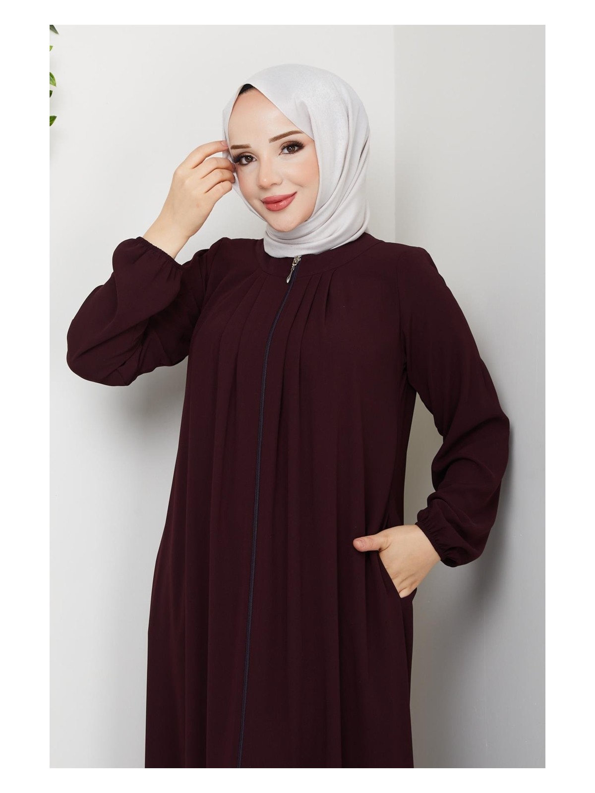 Eslemnur Gündelik Hac ve Umrelik Boyundan Pileli Ferace - Görsel 5